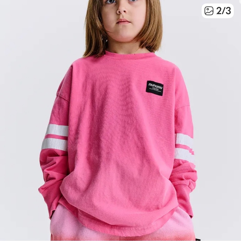 NUNUNU Toddler Long Sleeve Stripe Pink Shirt 3T 4T 3-4